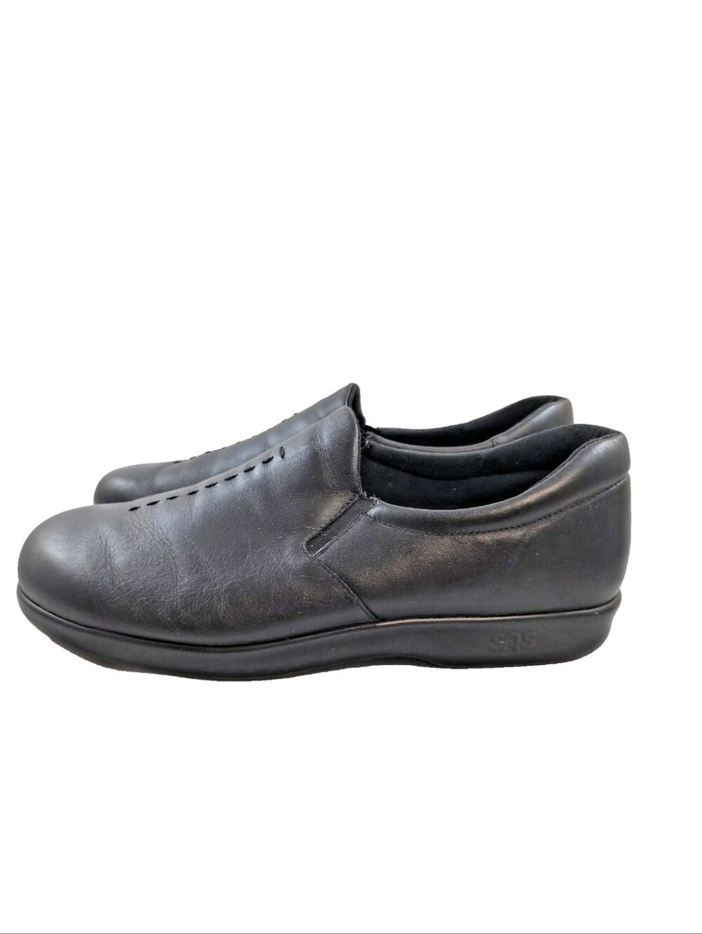 SAS Viva Black Leather Comfort Slip-On Walking Shoes Women's 12WW Wide USA - Picture 5 of 16